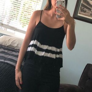 Spaghetti strap black flowy tank